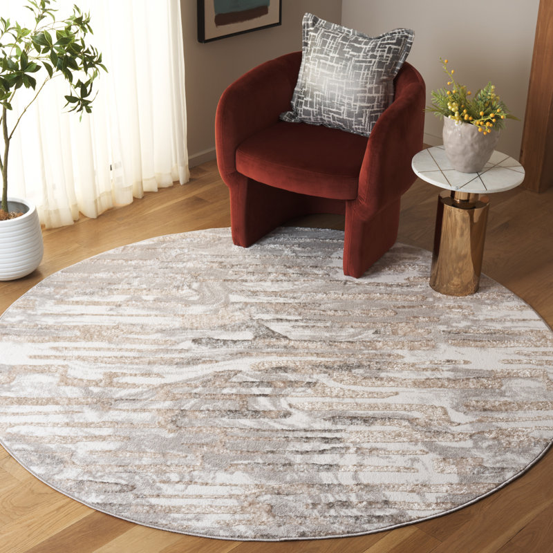 Tapis ivoire / gris Maya 110, Round 6'7"