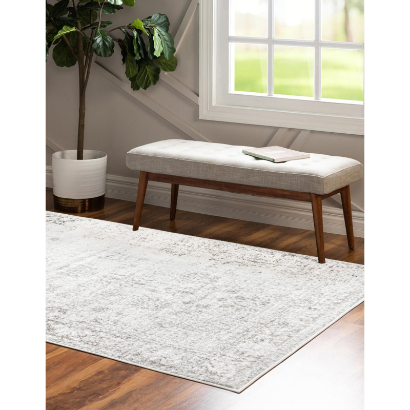 Brandt Floral Area Rug, Rectangle 7'10" x 10', No, Gray