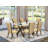 7 Piece Kitchen Table Set Consist of a Rectangle Dining Table with X-Legs and 6 Brown Linen Fabric Parsons Dining Chairs, Distressed Jacobean-1339042289-1339042294