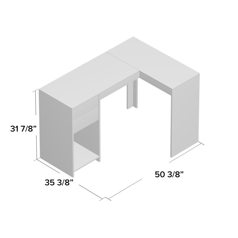 L-Shaped Computer Desk, White
