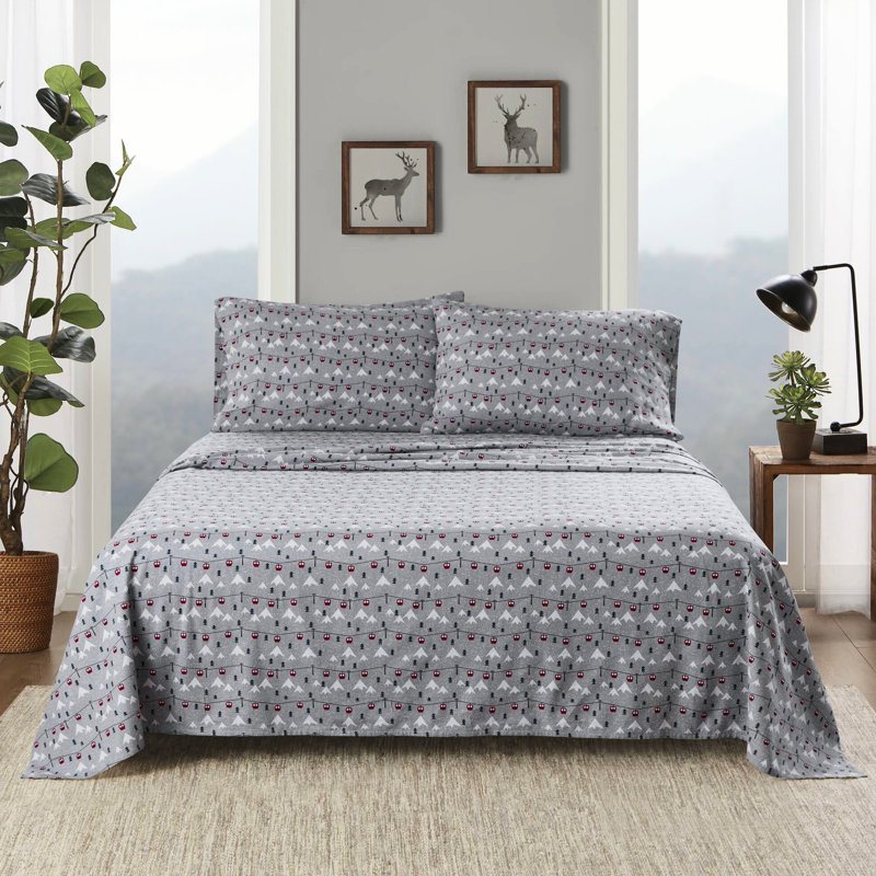 Drap-housse 4 pièces, saut à ski, flanelle 100% coton, drap-housse, lavage en machine
