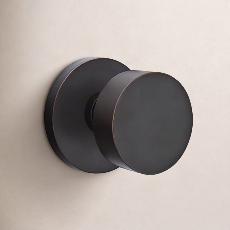 Passage Round Knob with Disk Rose, Oil Rubbed Bronze