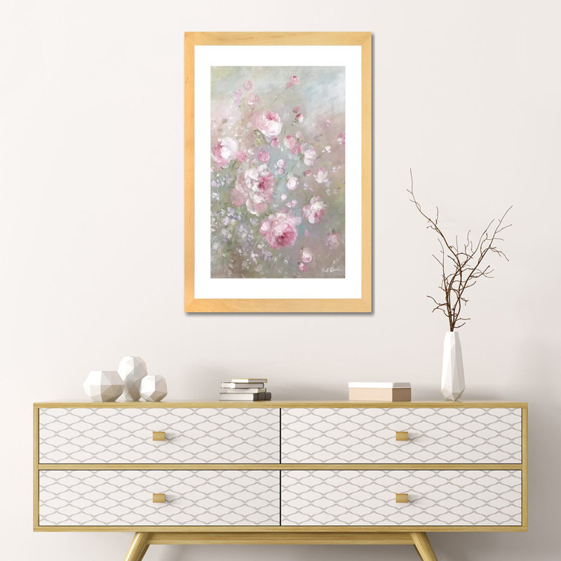 " Summer's Roses " by Debi Coules, 24" H x 16" W x 1" D, Natural Wood Paper, White