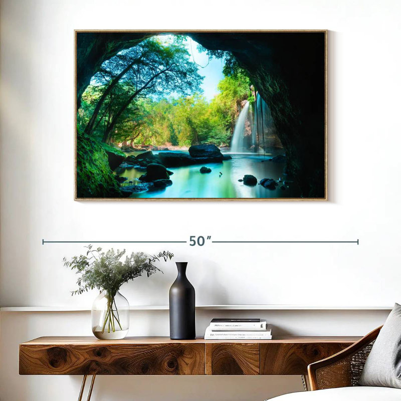 Cascade de la grotte thaïlandaise, Cadre flottant en bois naturel, 40 po x 27 po