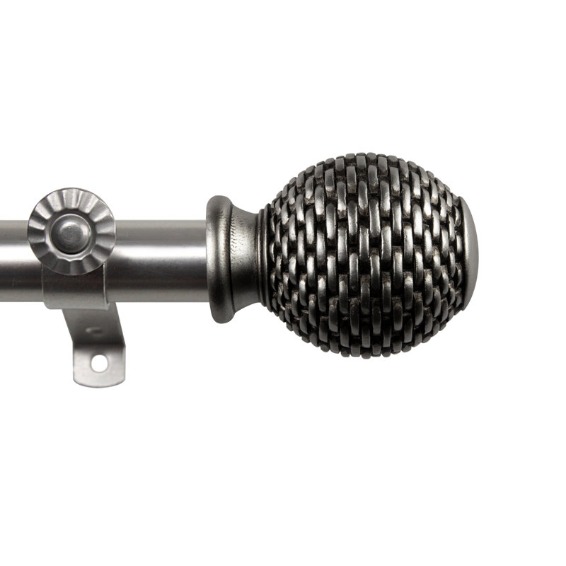Tringle à rideaux à 5 côtés pour baie vitrée Ozana - nickel satiné 13/16 po, Argent argent, 28 po à 48 po (chaque côté)