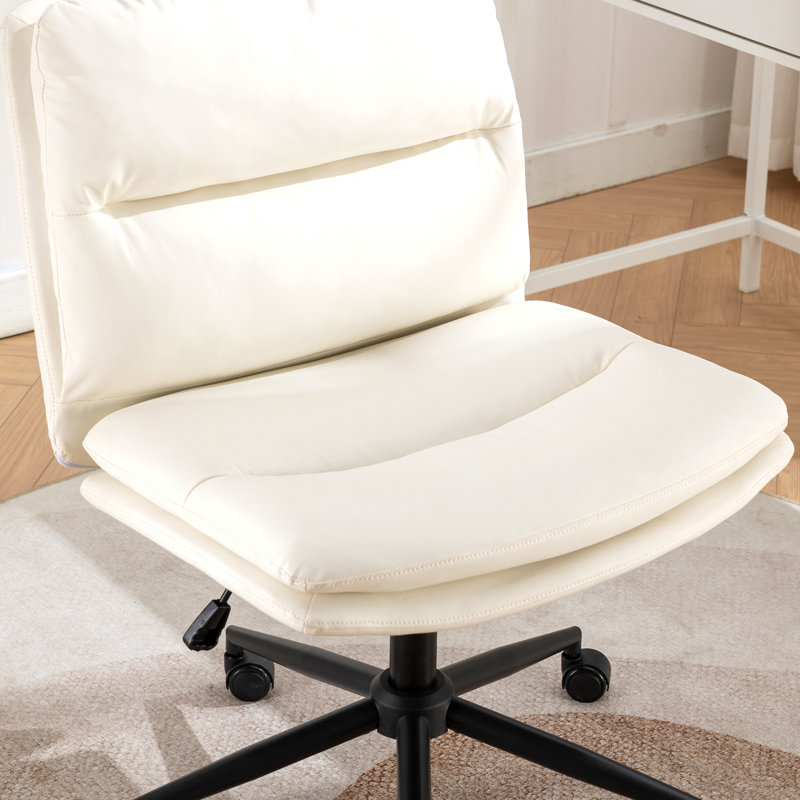Chaise de bureau blanche pivotante ajustable, siège large, coiffeuse, Blanc