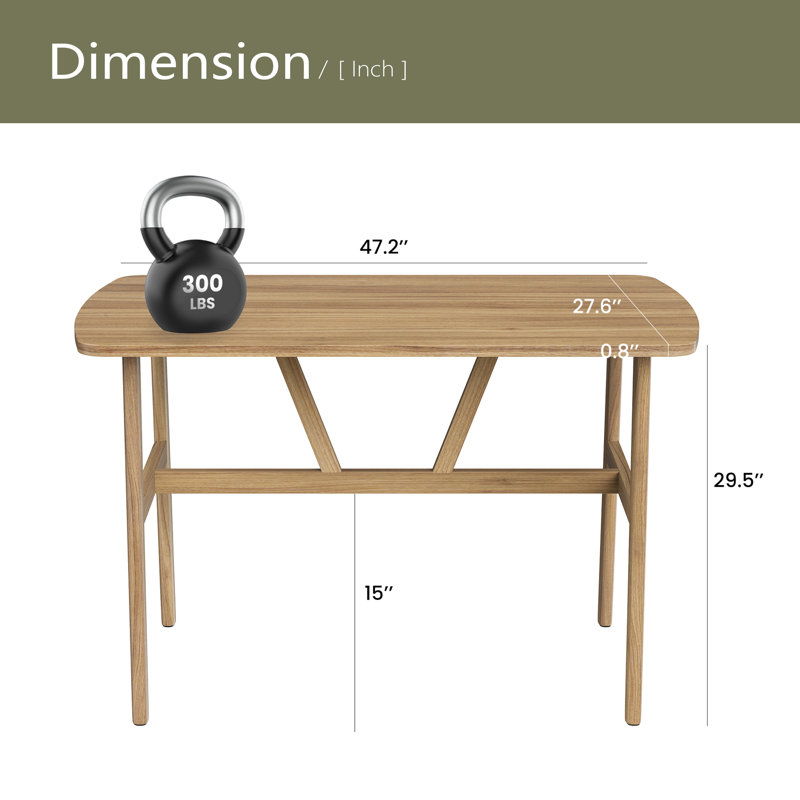 Dining Table For 4-6 Person, Rectangular Wood Kitchen Table, Modern Dinner Table With Sturdy Metal Frame For Dining Room, Kitchen, 47.2 Inch