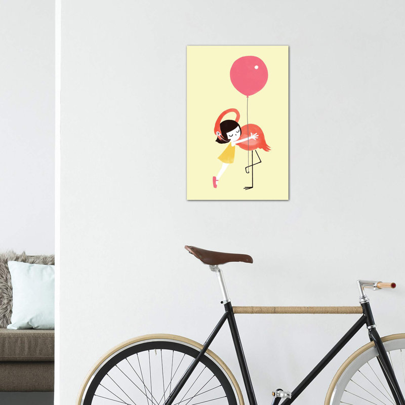 Flamingo Hug par Big Nose Work - impression d'art graphique, Pas de tapis, Toile tendue, H 12 po x l 8 po x P 0,75 po