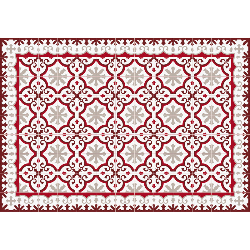 Emrey Vinyl Machine Printed Area Rug, Rectangle 5'3" x 7'6.6"