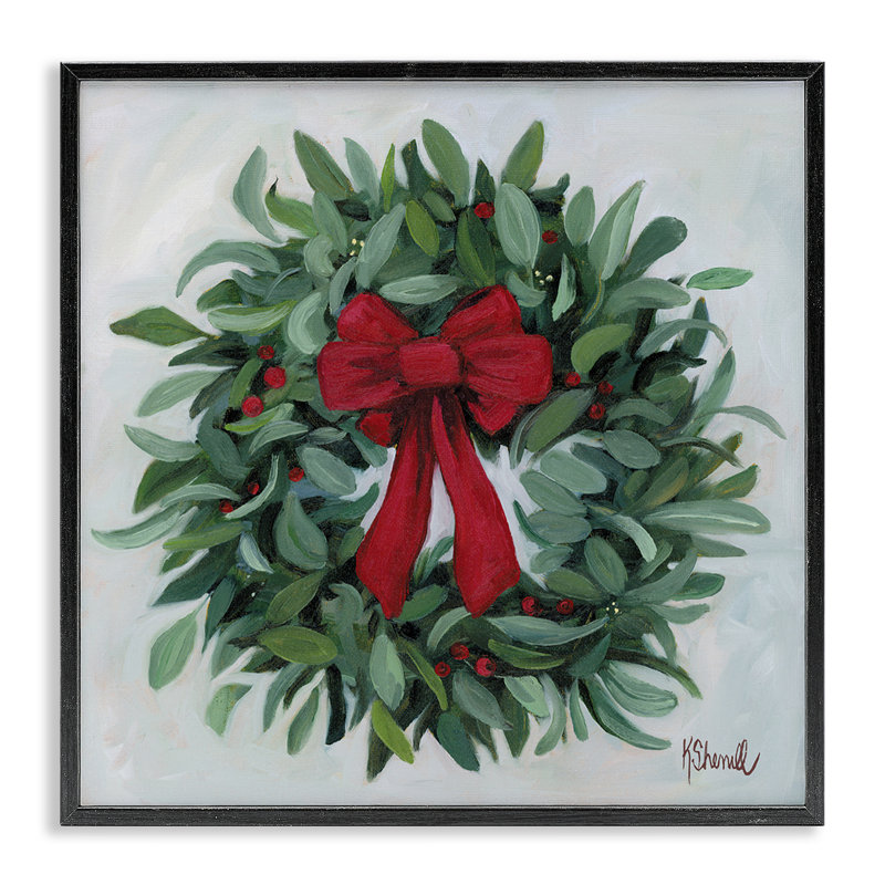 Couronne avec art de giclée à arc rouge par Kate Sherrill, H 12 po x l 12 po, Giclée encadrée noir minuit