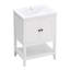 Lavabo de salle de bain moderne élégant en céramique blanche 24 po avec tablette ouverte en bois massif