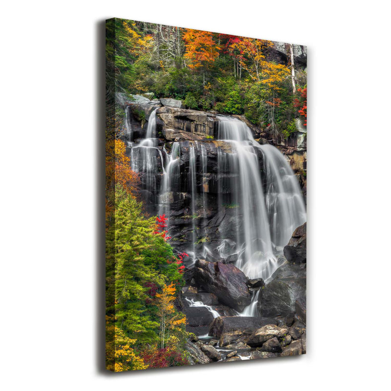 Waterfall In Autumn - Wrapped Canvas Print