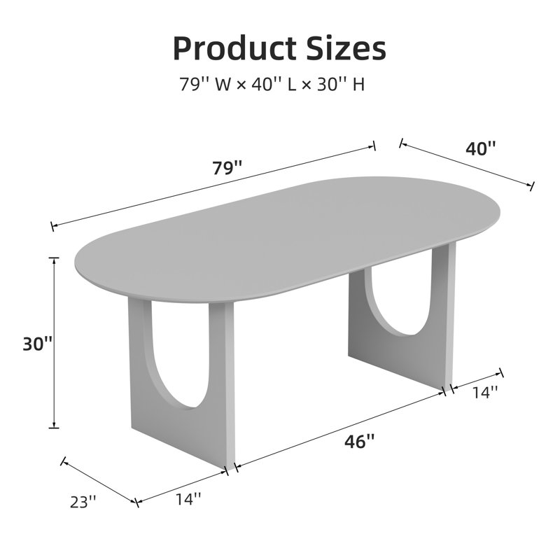 Oval Wood Double Pedestal Dining Table, 30"H x 79"L x 40"W, Black
