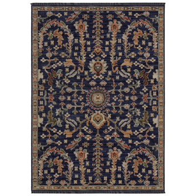 Tincie Traditional Botanical Floral Blue / Multi Wool Blend Area Rug
