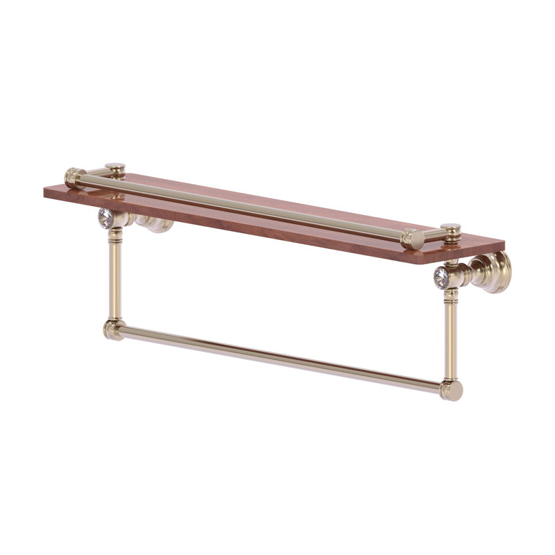 Freyja Ironwood Bracket Shelf with Towel Bar, Antique Pewter, 5.54" H x 22" W x 7.4" D