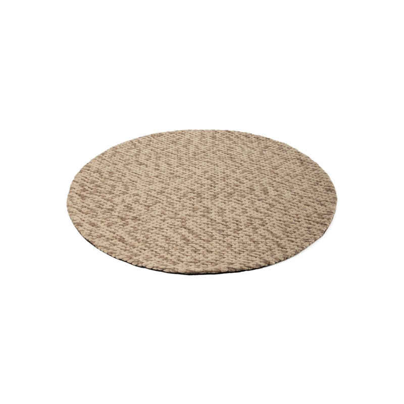 Handcrafted Wool Rug in Light Brown Melange, Round 120cm