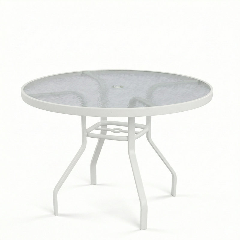 Windward Outdoor Glass 42" Round Dining Table, River White