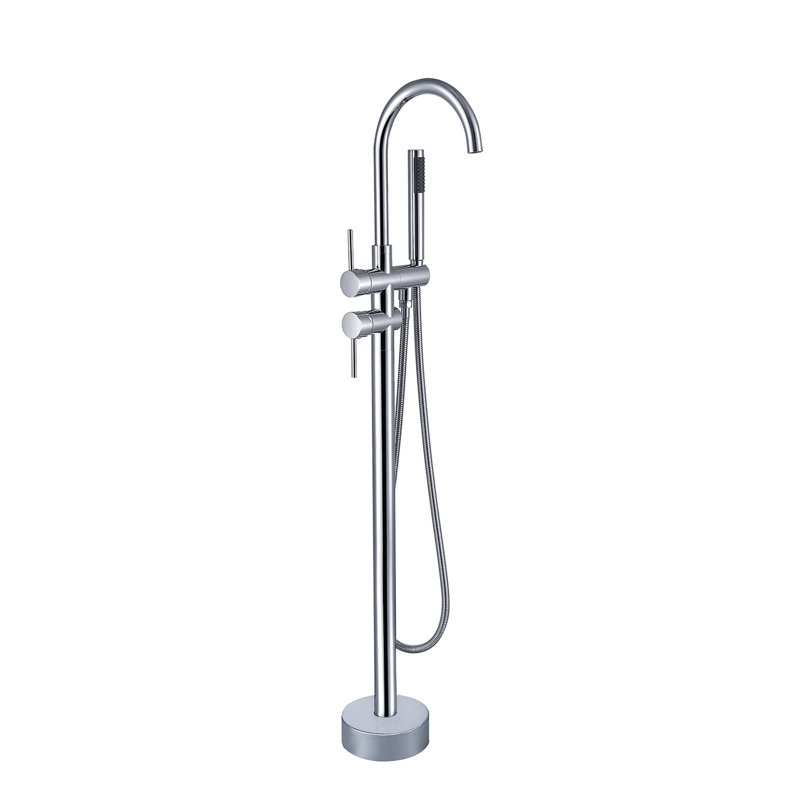 Robinet de baignoire à fixation au sol avec pomme de douche à main Topcraft, Chrome chrome