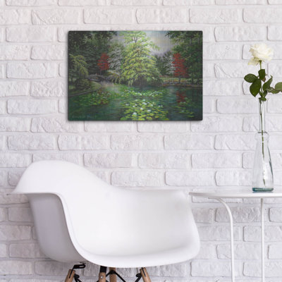  «Swan Lake Garden» par Campbell Frost, art mural en métal, 24 po x 16 po