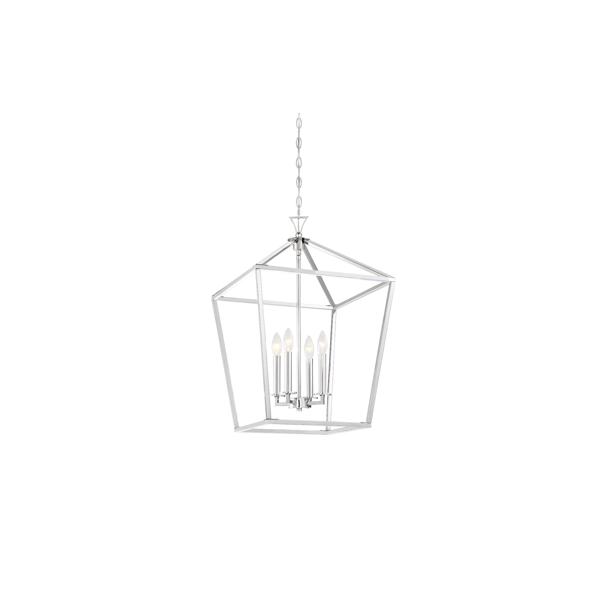 Hastings 4 - Light Metal Dimmable Lantern Chandelier, Polished Nickel
