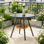 Dining Table de salle à manger ronde de style moderne Mid-Century avec 4 pieds en bois de noyer, plateau de table noir et plateau de rangement tissé-128734516