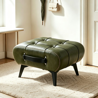 Petit repose-pieds en similicuir avec rangement pour le vestibule, repose-pieds décoratif, compagnon pour fauteuil sans accoudoirs