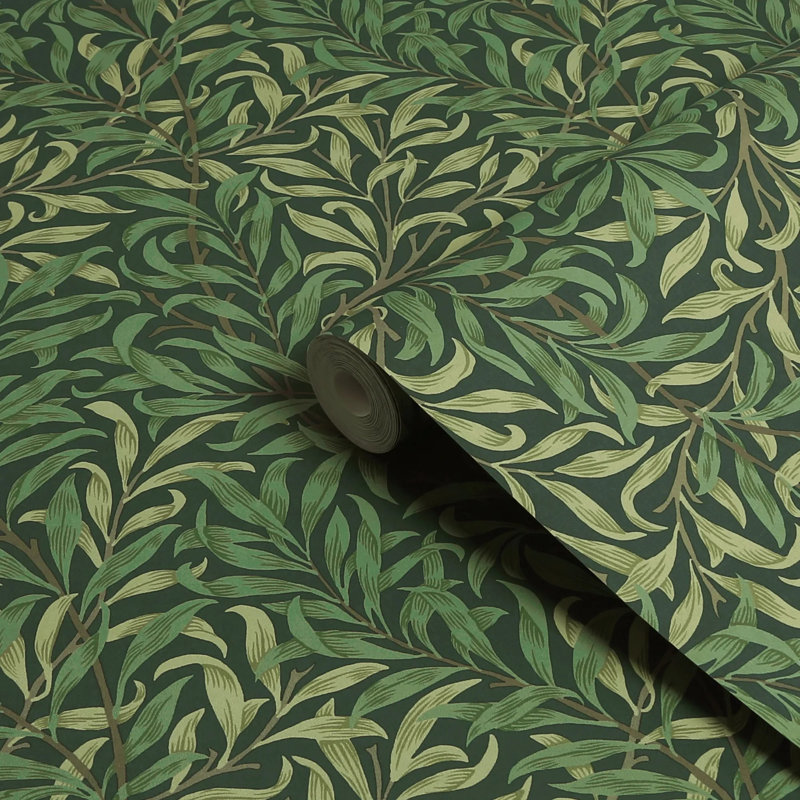 William Morris At Home Willow Bough Floral Wallpaper, Dark  Green