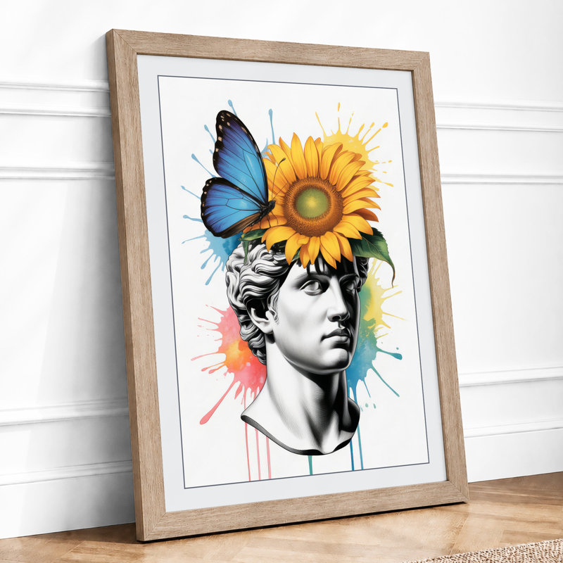 Crowned in Sunflower Eclectic - Framed Print, A2 - 59.4 x 42.0 cm, Oak