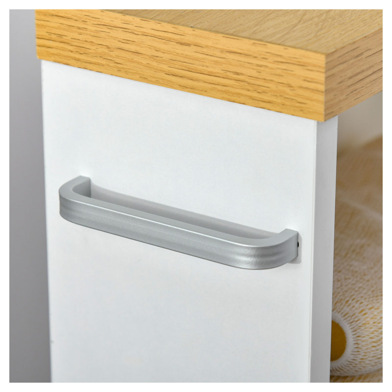 Meuble de rangement mince avec rangement à roulettes, blanc