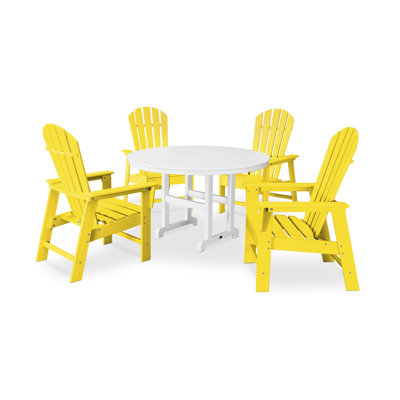 POLYWOOD South Beach 5-Piece Round Farmhouse Dining Set