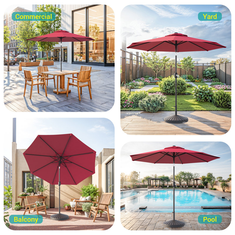 Parasol de marché 108 po Doraline, H 92,9 po x l 90 po x P 90 po, Rouge
