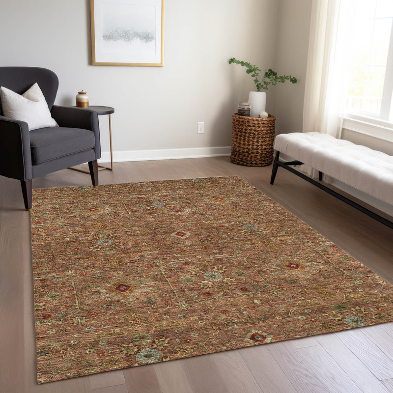 Paprika Flat Woven Synthetic Washable Rectangular Rug