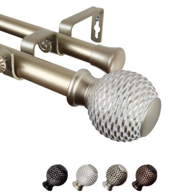 Steel Rod/Resin Finial Adjustable Double Curtain Rod