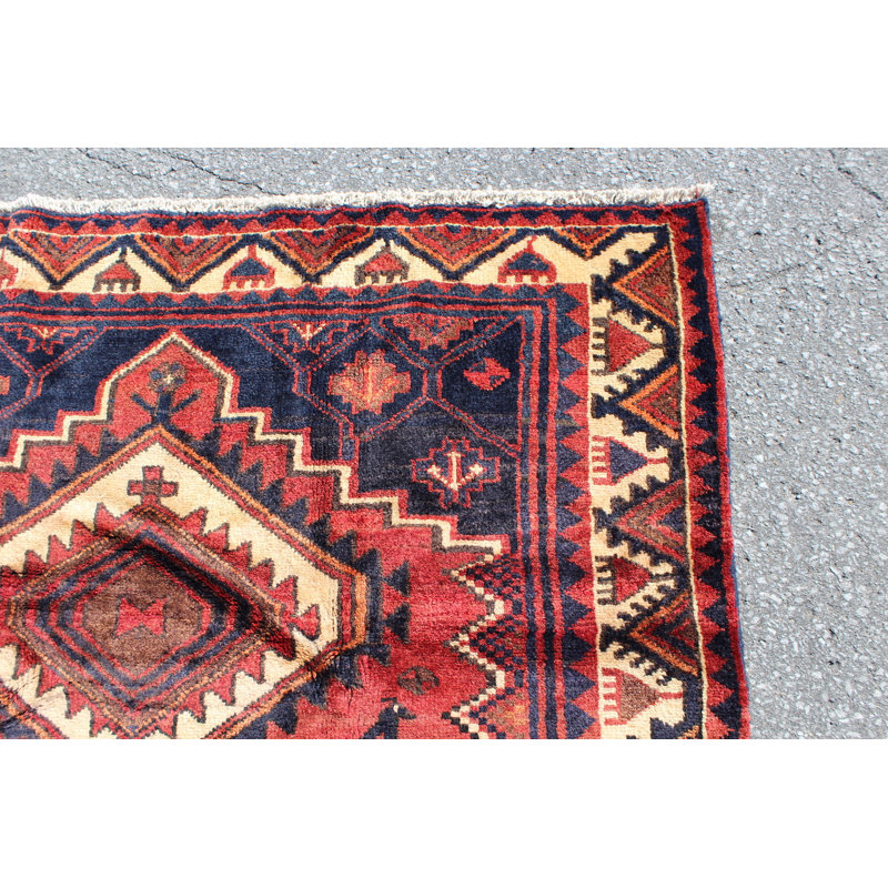 Tapis rouge noué à la main 5 x 8
