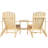 Outsunny Wooden Adirondack Chair For Two, Outdoor Fire Pit Chair Set With Table & Umbrella Hole, Patio Chairs For Deck Lawn Pool Backyard, Natural