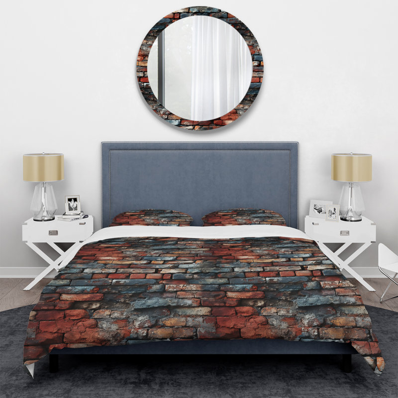 Urban Brick Wall Elegance II Duvet Cover, Queen Duvet Cover + 2 Standard Shams