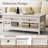 Coffee Table with Natural Rattan Decoration, Grayish White