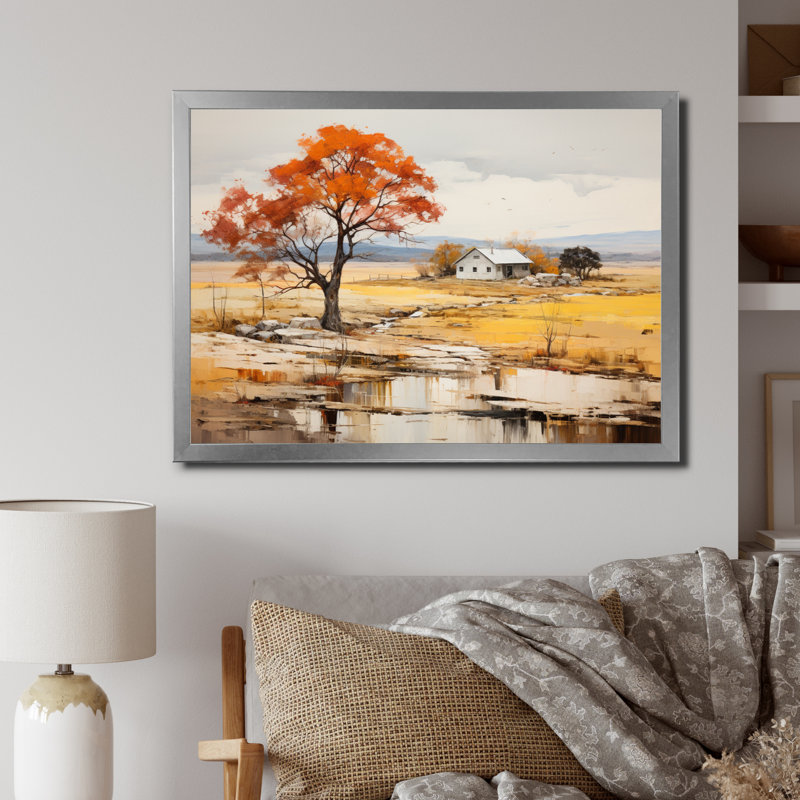 «Farm Autumn Hues Landscape I», reproduction, H 30 po x l 40 po x P 1,5 po, Cadre photo argenté