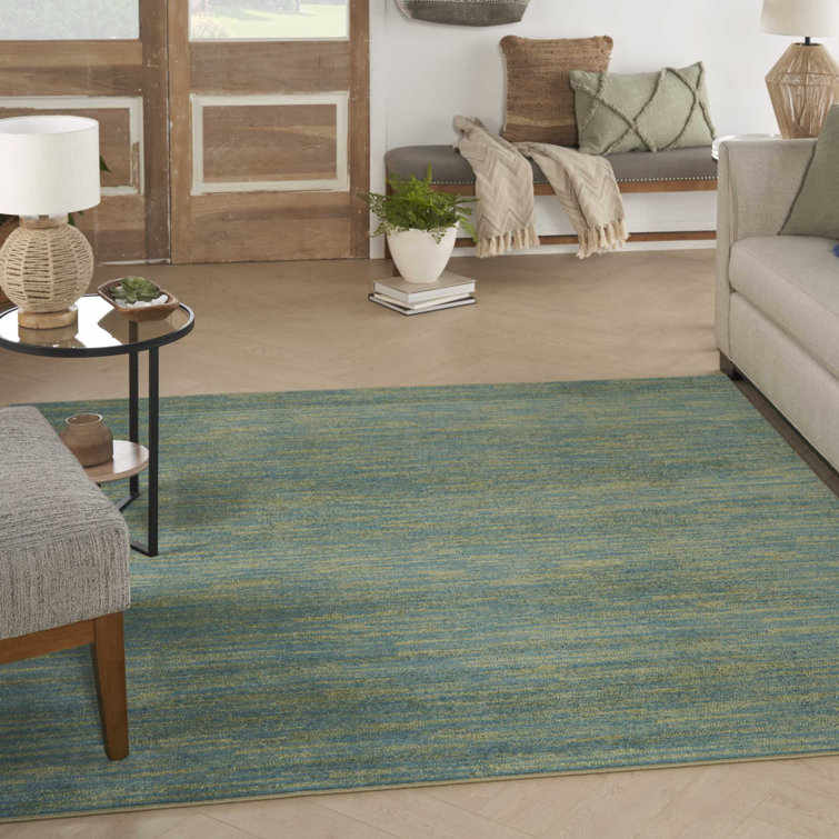 Mullican Sandy Solid Blue/Green Easy Care Indoor/Outdoor Area Rug