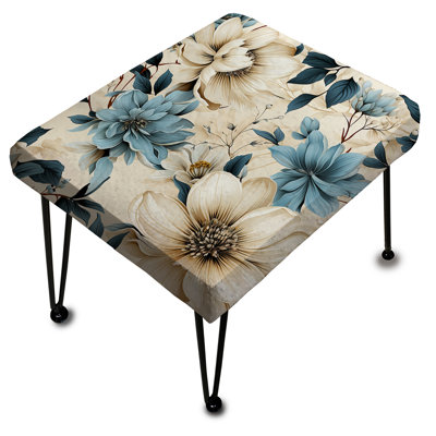 Repose-pieds Sandy Beige et bleu Hydrangea Tranquility III - Floral