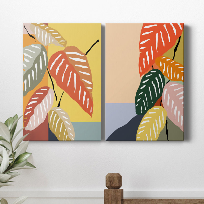 «Tropical Plant I», ensemble de 2 peintures, H 36 po x l 24 po x P 1 po, Toile tendue