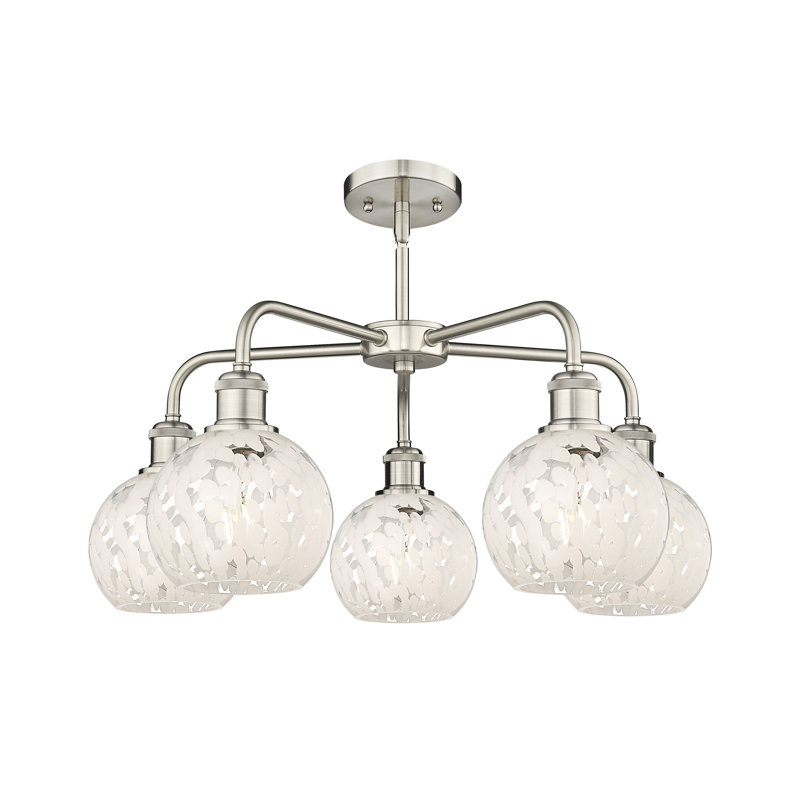 Bellagrace 5 - Light Dimmable Globe Chandelier, Satin Nickel, 13.5" H x 24" W x 24" D