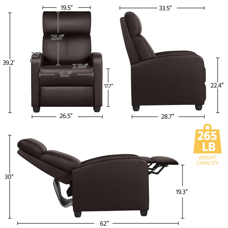 Mcghee 27" Wide Recliners, Brown Faux Leather
