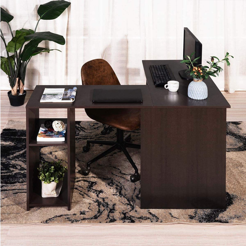 Angeletta L-Shaped Computer Desk, Dark Brown