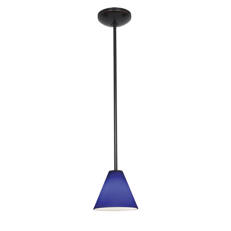 Cathey 1 - Light Single Pendant, Cobalt, Oil Rubbed Bronze, Rod