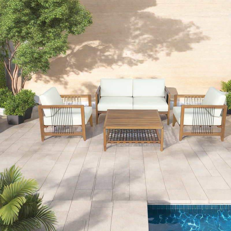 Fauteuils de patio modernes, fauteuil en corde d'acacia pour patio