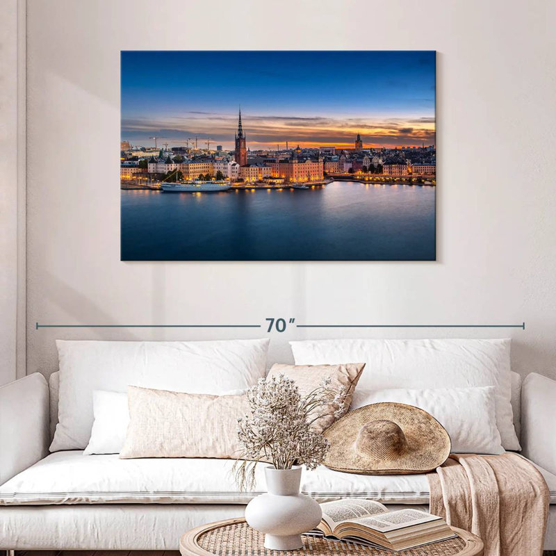 Marchelle, Stockholm, coucher de soleil, horizon, H 30 po x l 45 po