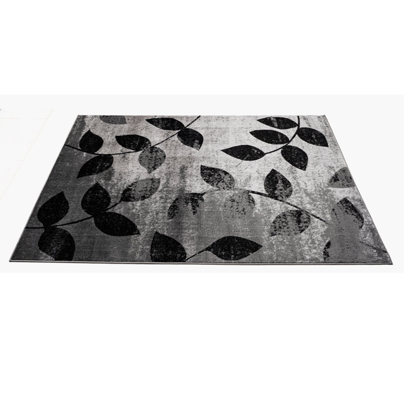 Abstract Area Rug, Rectangle 80 x 150 cm, Black