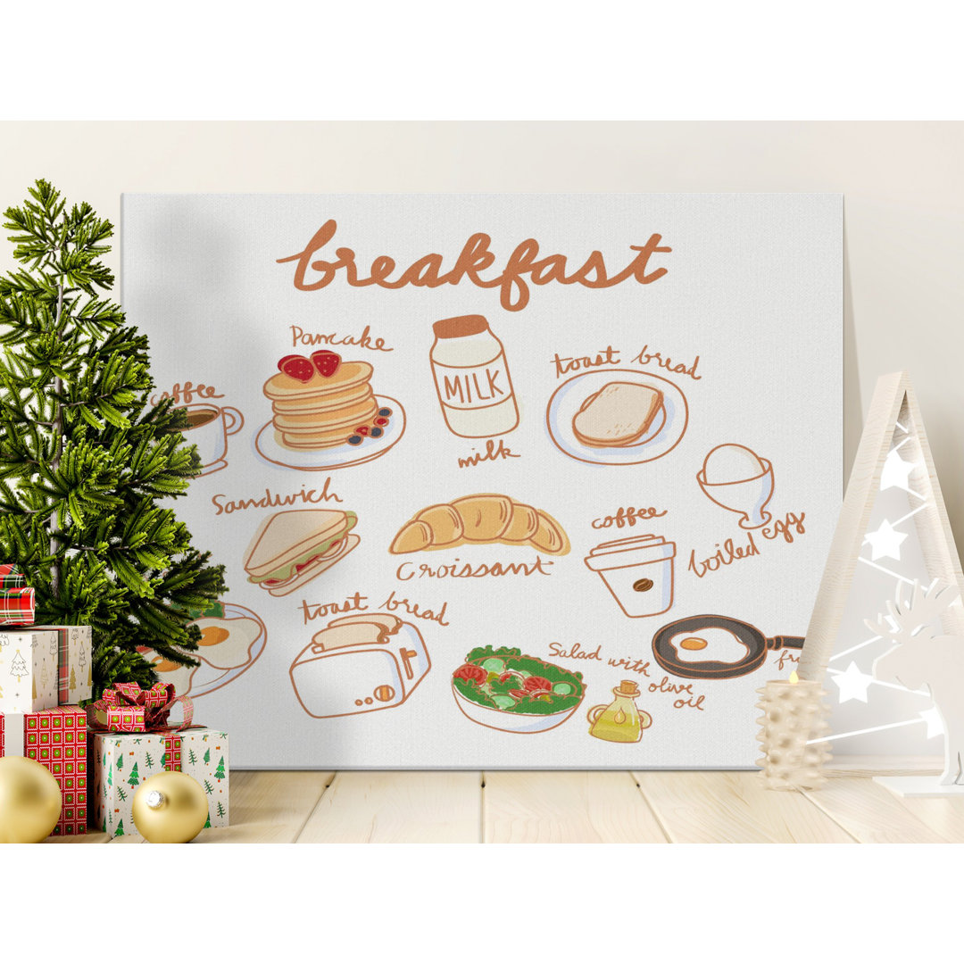 Whimsical Breakfast Food Illustration Canvas Print