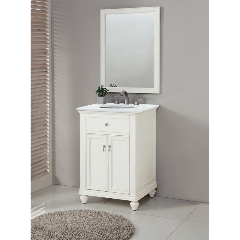Otto 24'' Single Bathroom Vanity with Top, Vintage Mint, Ivory White